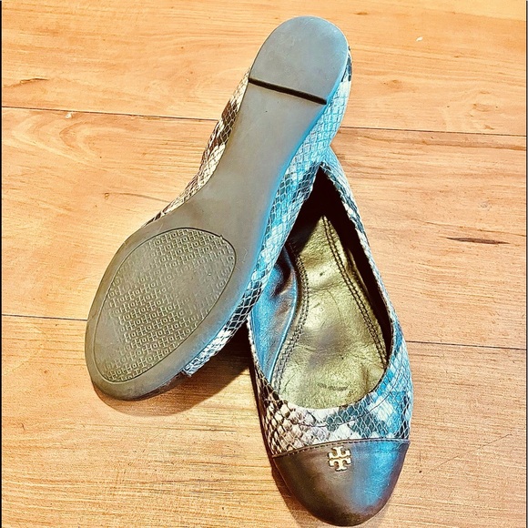 Tory Burch Python Embossed Leather Ballet Shoes 6M - Picture 5 of 7